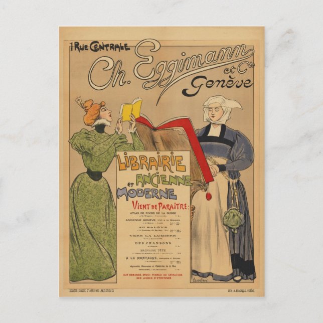 Genf Schweiz Vintage Travel Poster Postkarte (Vorderseite)