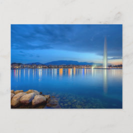 Genfer Panorama mit berühmtem Brunnen, Schweiz, Postkarte