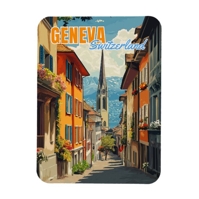 Genfer Schweiz Alpen Magnet (Vertikal)