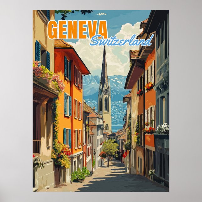 Genfer Schweiz Alpen Poster (Vorne)