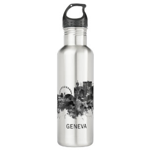 Genfer Schweiz Skyline BW Edelstahlflasche