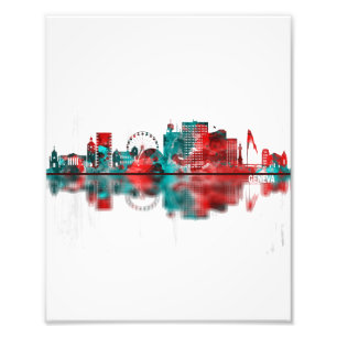 Genfer Schweiz Skyline Fotodruck