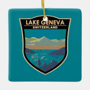 Genfer See Schweiz Reise Kunst Vintage Keramikornament
