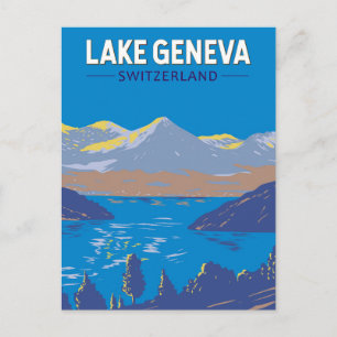 Genfer See Schweiz Reise Kunst Vintage Postkarte