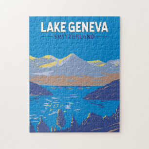 Genfer See Schweiz Reise Kunst Vintage Puzzle