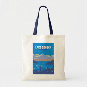 Genfer See Schweiz Reise Kunst Vintage Tragetasche