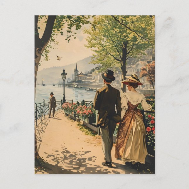 Genfer See Vintage Postkarte (Vorderseite)
