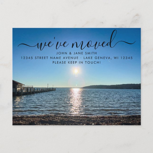 Genfer See Wisconsin Ankündigung Verlegung Postkar (Vorderseite)