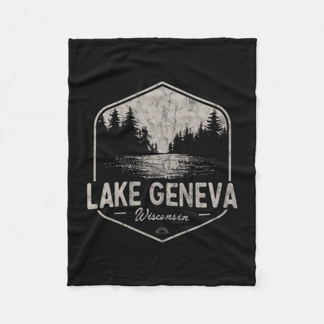 Genfer See Wisconsin Outdoor Vintage  Fleecedecke (Vorderseite)