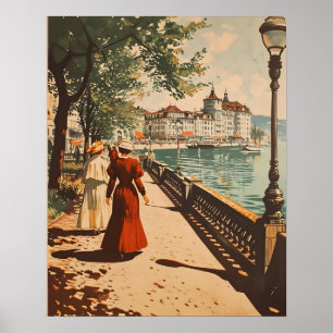 Genfer Seeblick Vintage Poster