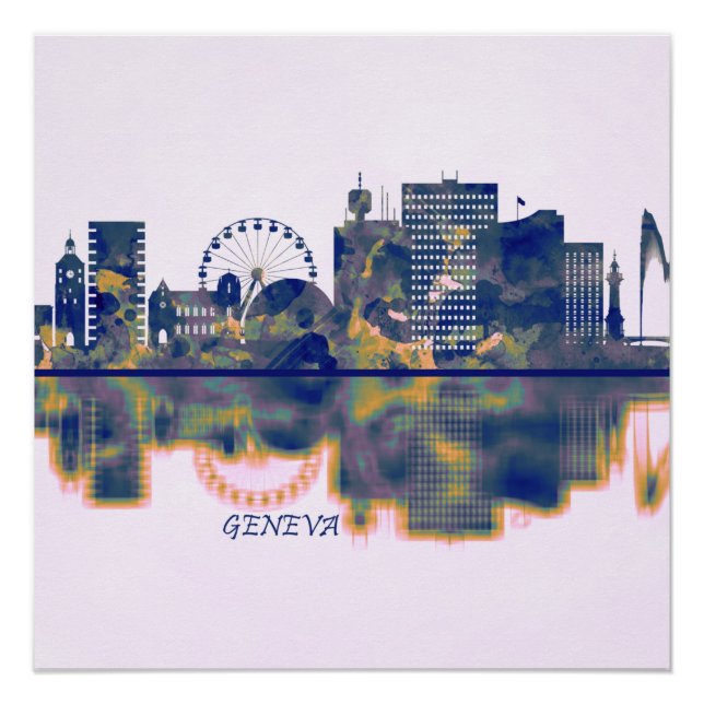 Genfer Skyline Poster (Vorderseite)