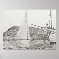 Genfer Springbrunnen und Bow des Vergnügens Boat 2