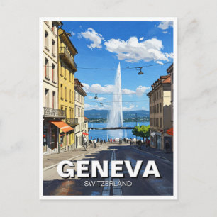 Genfer Straße Schweiz Reise Jet d'eau Postkarte