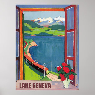 Genfersee, Bahn, Aussicht vom Fenster Poster
