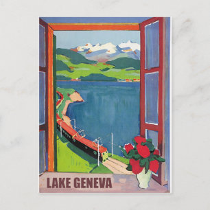 Genfersee, Eisenbahn, Blick aus dem Fenster Postkarte