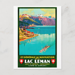 Genfersee, Luftansicht, Schweiz, Vintage Postkarte
