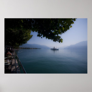 Genfersee mit Paddel-Dampfer Poster