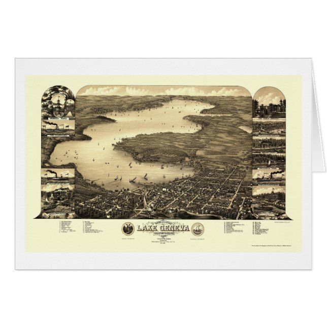 Genfersee, panoramische Karte WI - 1882 (Vorderseite (Horizontal))