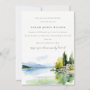 Genfersee Schweiz Aquarell Baby Shower Einladung