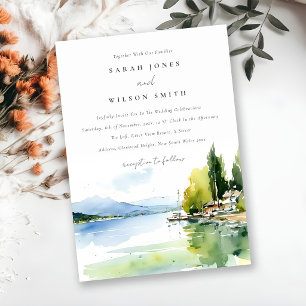 Genfersee Schweiz Aquarell Landschaft Hochzeit Einladung