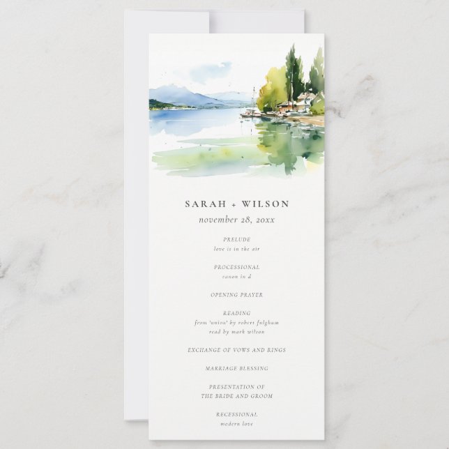 Genfersee Schweiz Landschaft Hochzeitsprogramm Einladung (Vorderseite)
