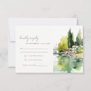 Genfersee Schweiz Landschaft Scape Hochzeit RSVP Karte
