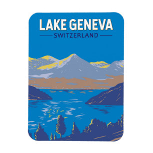 Genfersee Schweiz Reisen Vintag Magnet