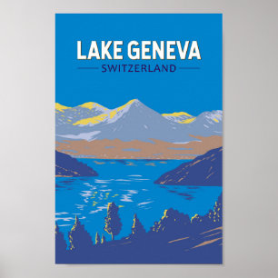 Genfersee Schweiz Reisen Vintag Poster