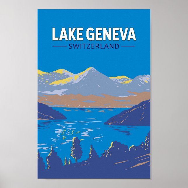 Genfersee Schweiz Reisen Vintag Poster (Vorne)