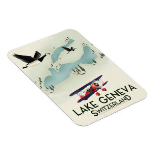 Genfersee Schweiz Reiseplakat Magnet