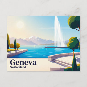 Genfersee und Jet d'Eau Schweiz Postkarte