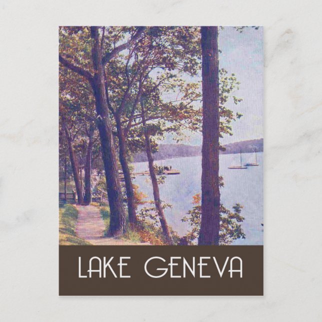 Genfersee, Wisconsin, Vintage-Art Postkarte (Vorderseite)