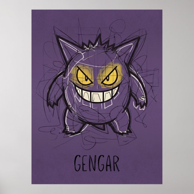 Gengar Chaotic Scribble Art - Gritty Ghost Shadow  Poster (Vorne)