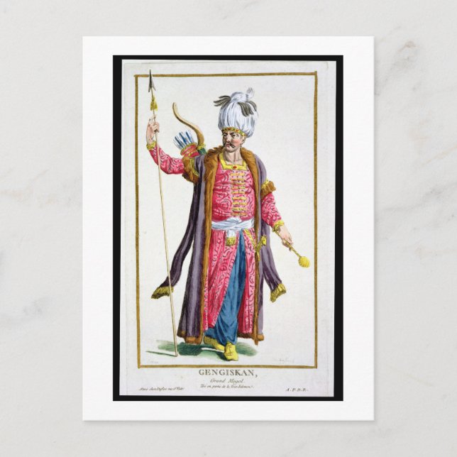 Genghis Khan (c.1162-1227) von "Receuil des Estam Postkarte (Vorderseite)