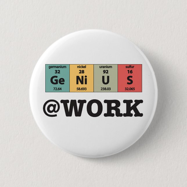 Genie am Arbeits-Periodensystem-Knopf Button (Vorderseite)