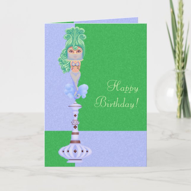 Genie auf einer Flasche Karte (Vorderseite)