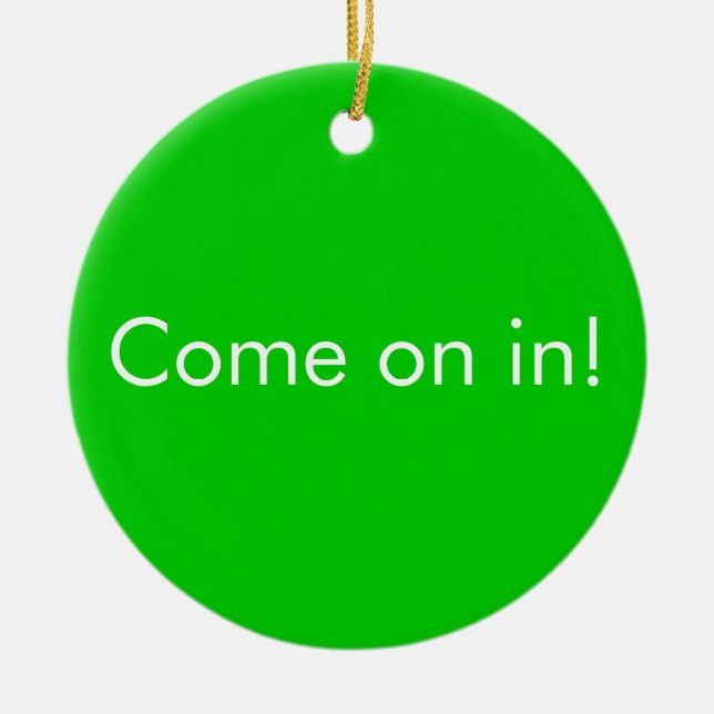 Genie bei der Arbeit/kommen an in Tür Zeichen Keramikornament (Vorne)