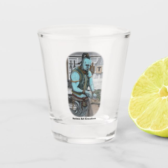 Genie Cooking Kitchen Magic Fantasy Art Shot Glass Schnapsglas (Vorderseite)