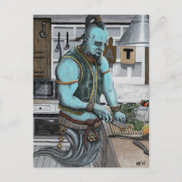 Genie Cooking Kitchenette Magie Fantasy Art Postka Postkarte