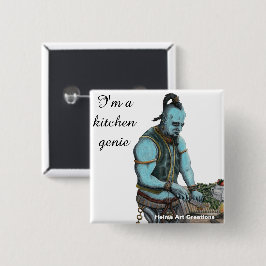 Genie Koch Cooking Dinner Fantasy Art Button