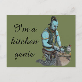 Genie Koch Kochen Abendessen Fantasy Kunst, Dichtu Postkarte