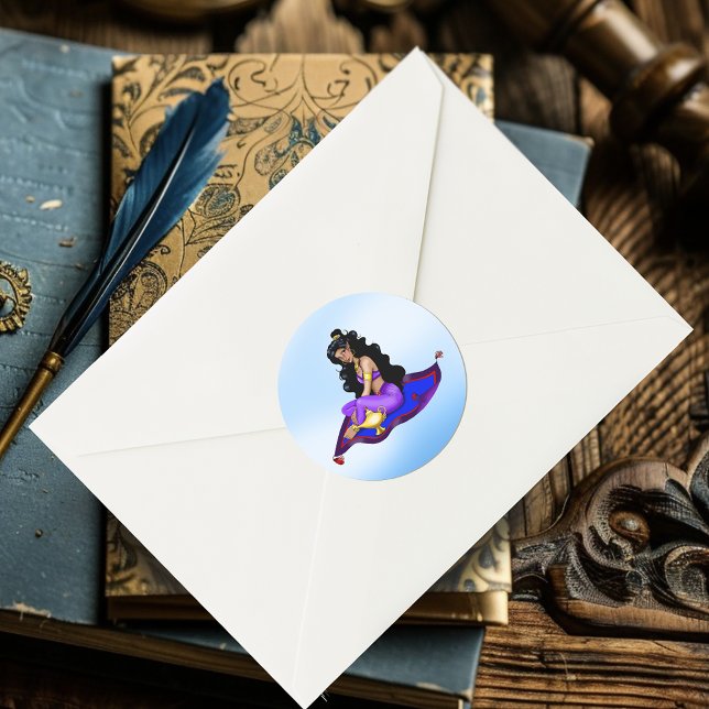 Genie Magic Carpet Lampe Blauer Himmel Runder Aufkleber (Von Creator hochgeladen)