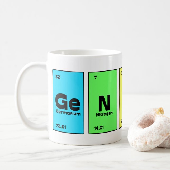 Genie-periodische Tabellen-Tasse Kaffeetasse (Mit Donut)