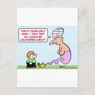 Genie wünsche Kalifornien Mädchen Postkarte