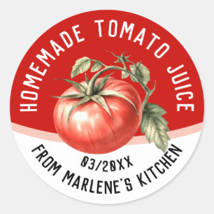 Genießbarer hausgemachter Tomatensaft mit roter To Runder Aufkleber