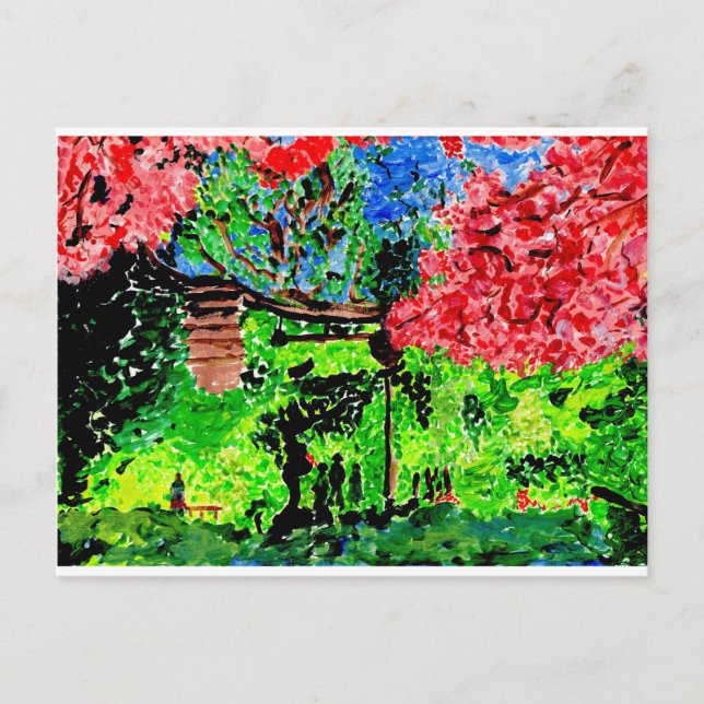 Genießen Kirschblüten Postkarte (Vorderseite)