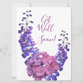 Genießen Sie bald hübsche lila Blumenspass Feiertagskarte