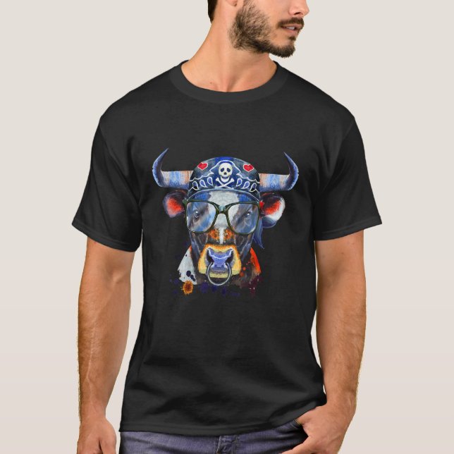 Genießen Sie Coolen Hipster Bull Illustration Grap T-Shirt (Vorderseite)