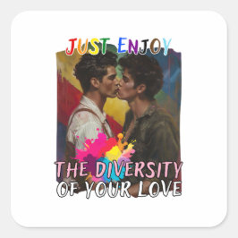 Genießen Sie das Diversity Ihrer Liebe - Mann Quadratischer Aufkleber