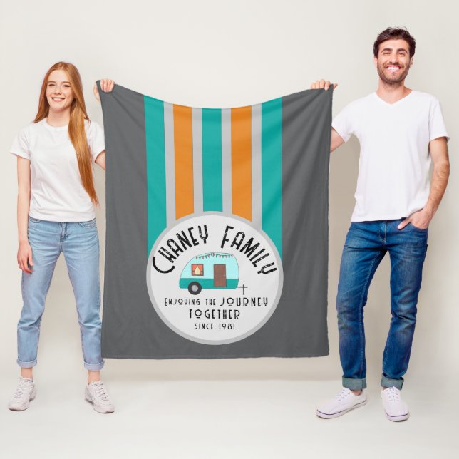 Genießen Sie das Leben zusammen Retro Camper Fleecedecke (Beispiel)